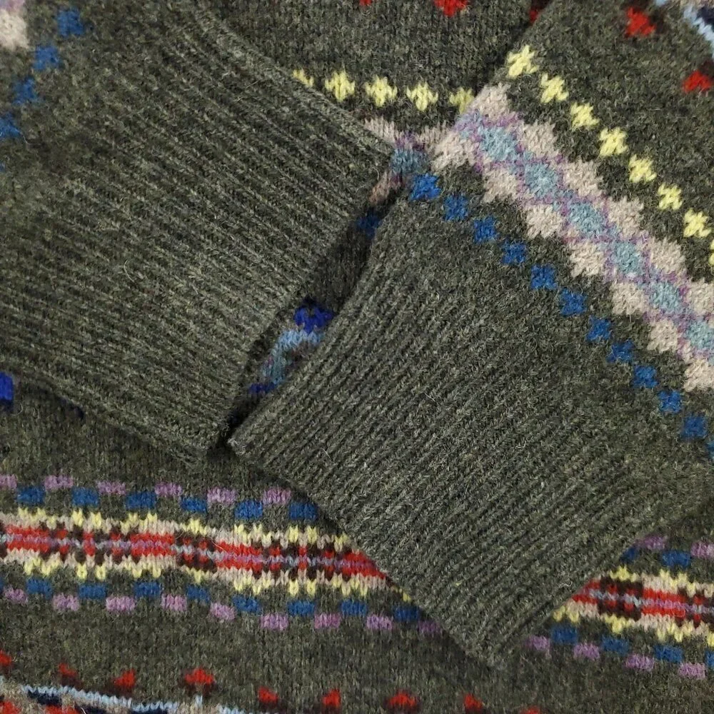 J. Crew Fair Isle Sweater 100% Lambswool Soft Multicolor Men's XL